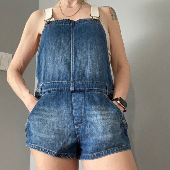 Free People | denim short overalls | size 26 - Picture 7 of 8